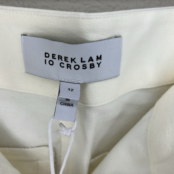 10 Crosby Derek Lam Maeve Front Slit Trouser Size 12 In Soft White Cream - Picture 11 of 15